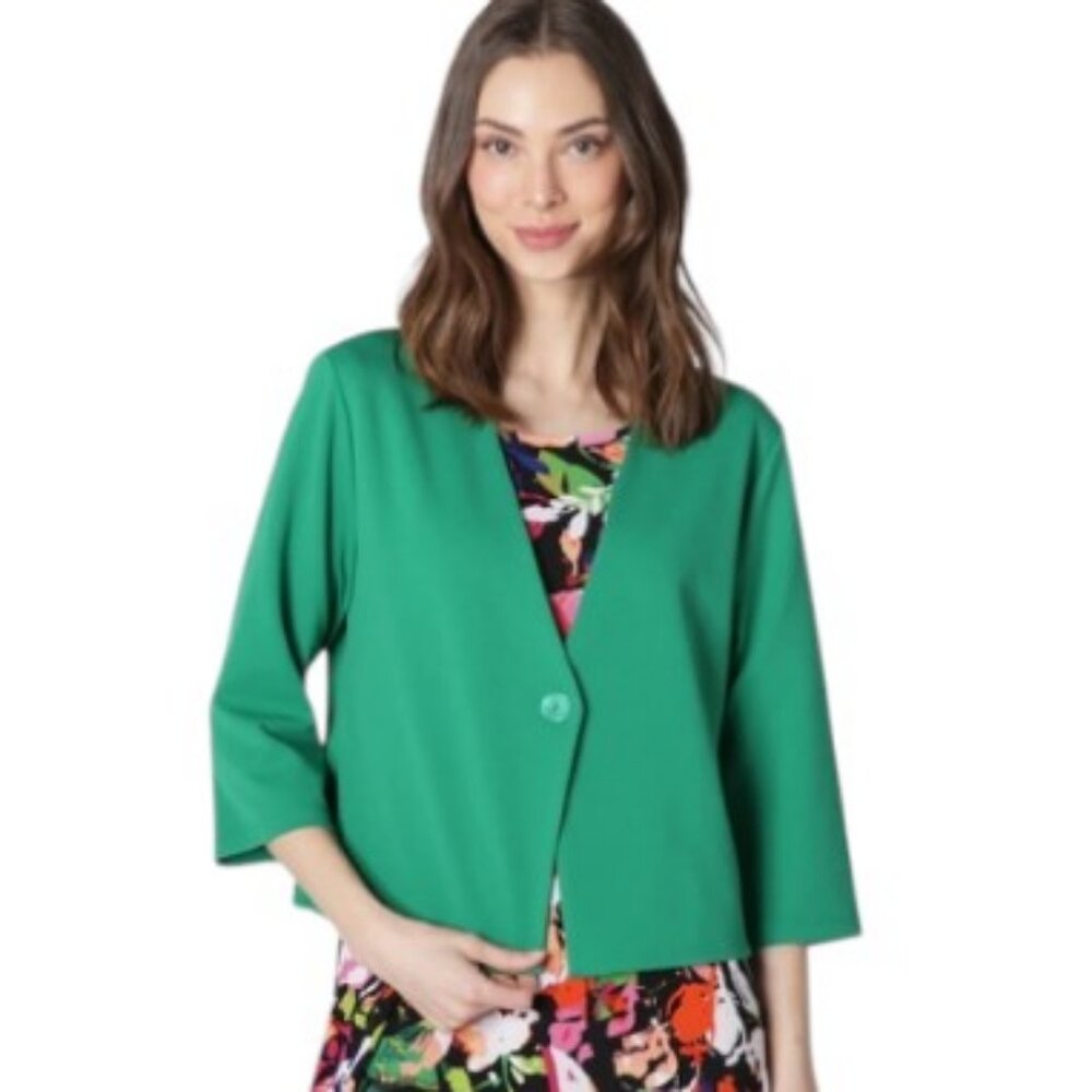 Kim & Co. green crepe bolero jacket size S and straight pants size XS set